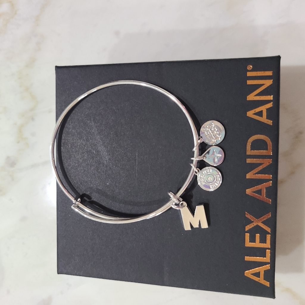 Alex And Ani Silver Initial 'M' Charm Bangle With Other Charms — image 8 of 8